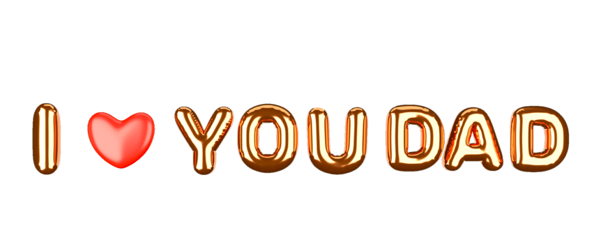Golden And Red Balloon I Love Dad Text. png