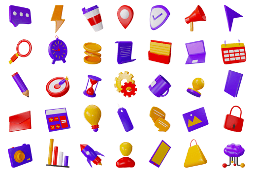Set of 3D Colorful Business Icon On White Background. png