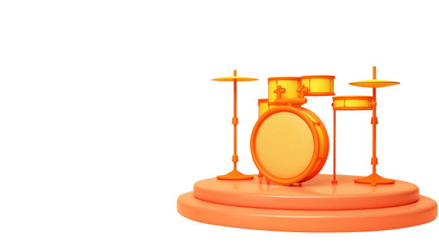 3D Render of Drums Band Setup Over Stage, Music Concept. png