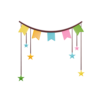 Colorful Star With Bunting Flags Hanging Over Black Background. png