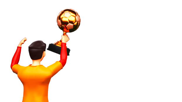 3D Render Back View of Footballer Player Holding Golden Winner Trophy And Copy Space. png