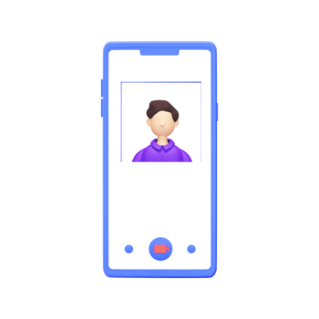 3D Illustration of Young Man Video Calling From Smartphone Blue Element. png
