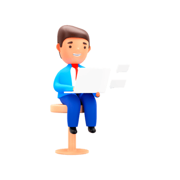 Businessman 3D Character working on Laptop on PNG Background.