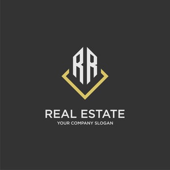 RR initial monogram logo for real estate with polygon style vector