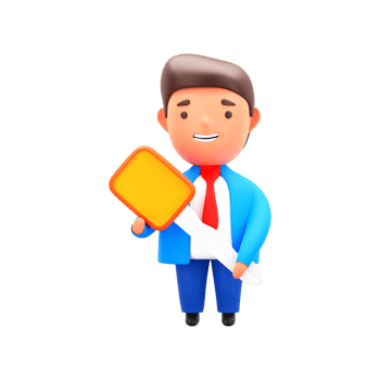 3D Render of Businessman Holding A Key Against White Background. png