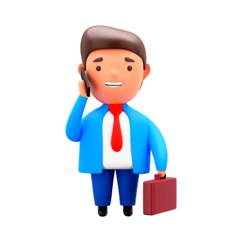 3D Render of Businessman Talking Through Cell Phone And Hold Briefcase On White Background. png