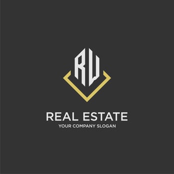 RW initial monogram logo for real estate with polygon style vector