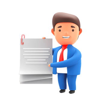3D Render of Businessman Showing Document Paper On White Background. png