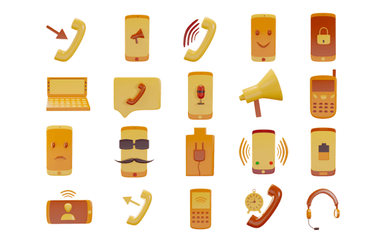 3D Phone Elements On White Background. png