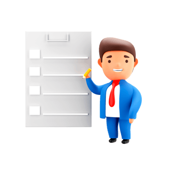 3D Render of Businessman Editing List On White Background. png