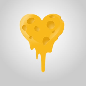 Heart shaped melting cheese vector illustration