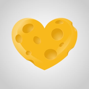 Heart shaped Cheese Vector Illustration