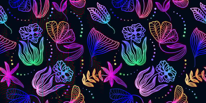 Colorful Seamless Floral Pattern with Gradient Style. Hand Drawn Flower Motif for Fashion, Wallpaper, Wrapping Paper, Background, Fabric, Textile, Apparel, and Card Design vector