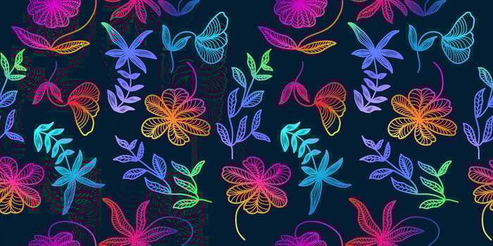 Colorful Seamless Floral Pattern with Gradient Style. Hand Drawn Flower Motif for Fashion, Wallpaper, Wrapping Paper, Background, Fabric, Textile, Apparel, and Card Design vector