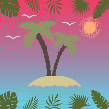 A tropical island with palm trees. Summer holidays. Vector illustration. Vector illustration. Vector