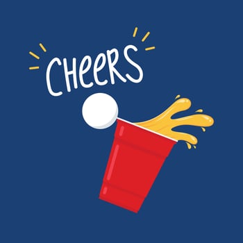 Red beer cup. Cup vector.  wallpaper. Vector Illustration of Beer Pong shot with Pingpong ball.