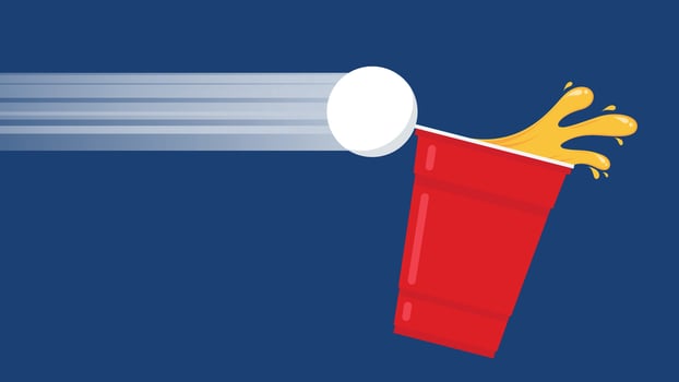 Red beer cup. Cup vector.  wallpaper. Vector Illustration of Beer Pong shot with Pingpong ball.