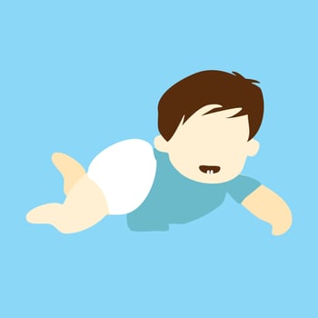 cute baby learning to crawling vector