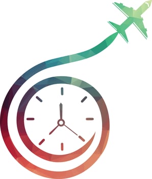 Travel Time logo designs concept vector, Plane and Timer logo symbol icon template vector