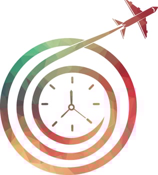 Travel Time logo designs concept vector, Plane and Timer logo symbol icon template vector