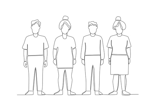 Four people standing make up the population vector