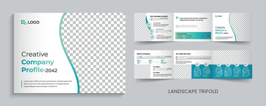 landscape trifold brochure template, catalog, landscape. vector