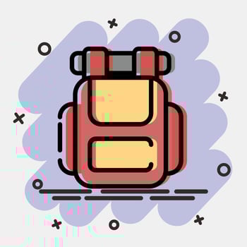 Icon backpack. Camping and adventure elements. Icons in comic style. Good for prints, posters, logo, advertisement, infographics, etc. vector