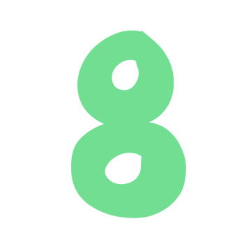 Number eight with light green png