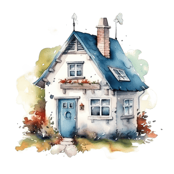 Cute watercolor house. Illustration png