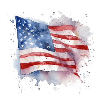 Watercolor USA flag. Illustration png