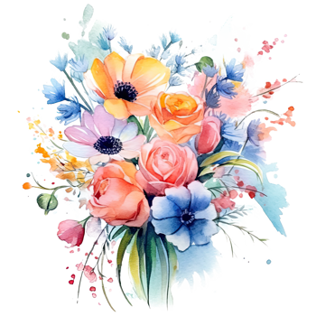 Watercolor flower bouquet. Illustration png
