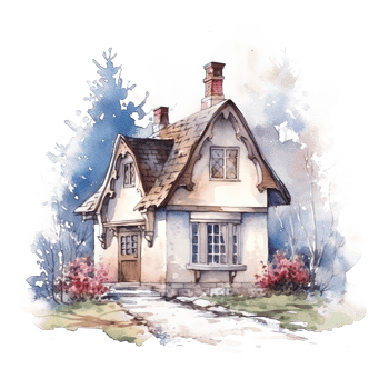Cute watercolor house. Illustration png