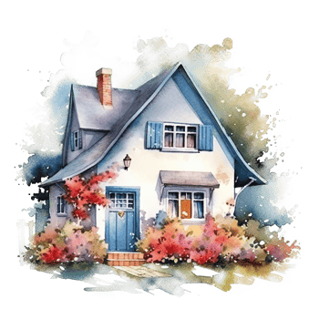 Cute watercolor house. Illustration png