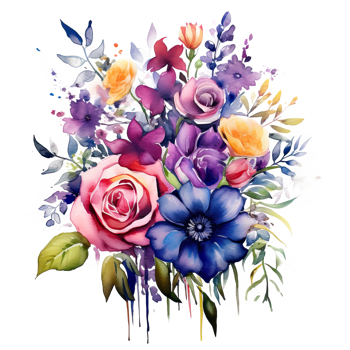 Watercolor flower bouquet. Illustration png