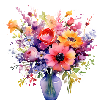 Watercolor flower bouquet. Illustration png