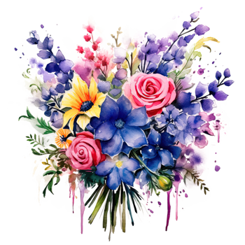 Watercolor flower bouquet. Illustration png
