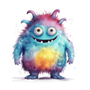 Cute watercolor monster. Illustration png