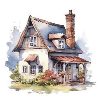 Cute watercolor house. Illustration png