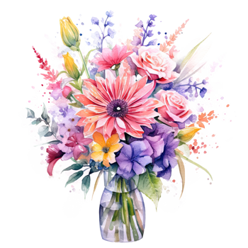 Watercolor flower bouquet. Illustration png