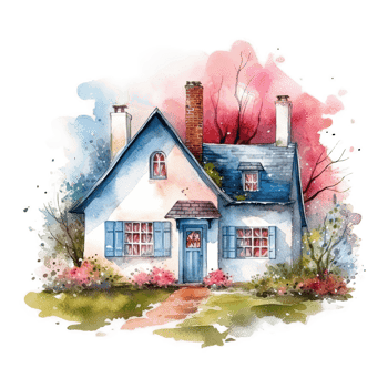 Cute watercolor house. Illustration png