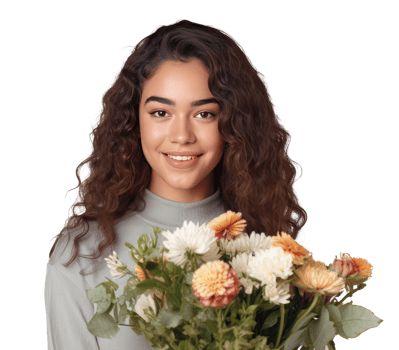 Girl with flowers. Illustration png