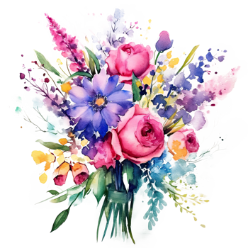 Watercolor flower bouquet. Illustration png