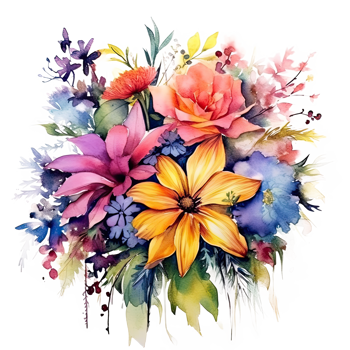Watercolor flower bouquet. Illustration png