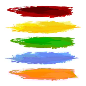 vector Colorful  oil  brush strokes on isolated  white background
