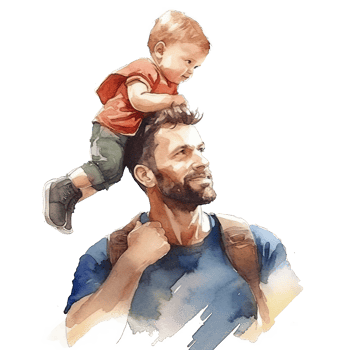 Father's day. Father with child watercolor. Illustration png