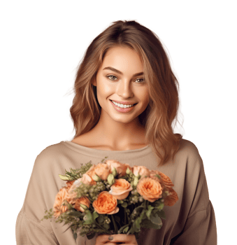 Beautiful girl with flowers. Illustration png