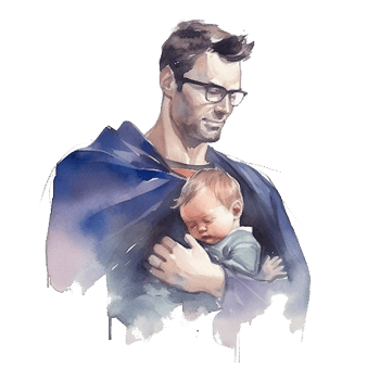 Father's day. Father with child watercolor. Illustration png