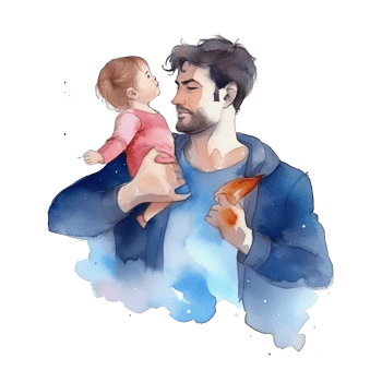 Father's day. Father with child watercolor. Illustration png