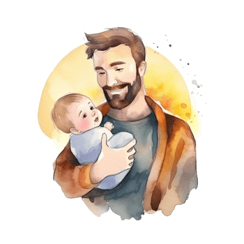 Father's day. Father with child watercolor. Illustration png