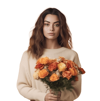Beautiful girl with flowers. Illustration png